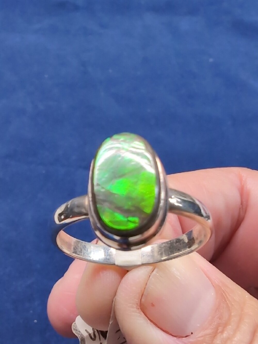 Sterling Silver Ammolite Oval Ring - Women's Jewelry Size 9.5 - Picture 9 of 9